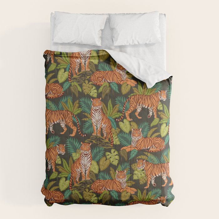 Jungle Cats In Charcoal Comforter Gallery Image 6