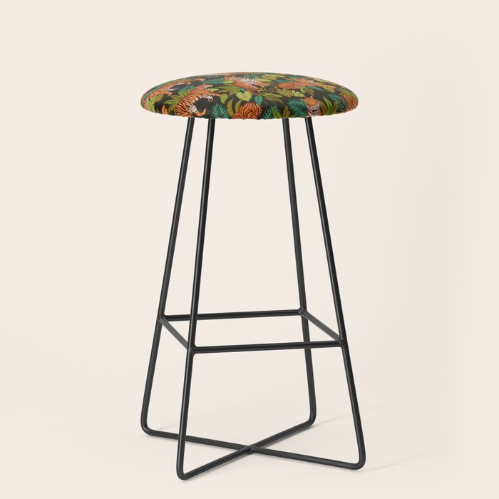Jungle Cats In Charcoal Stool Gallery Image 1