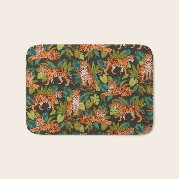Jungle Cats In Charcoal Bath Mat Gallery Image 1