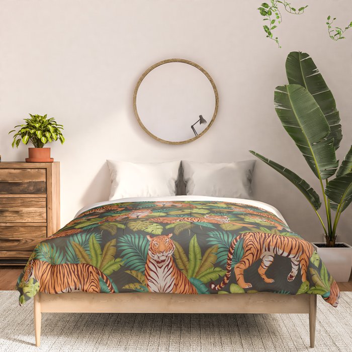 Jungle Cats In Charcoal Comforter Gallery Image 3