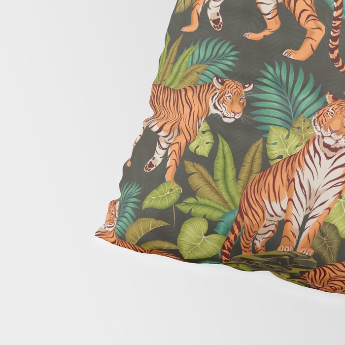 Jungle Cats In Charcoal Pillow Sham Gallery Image 4