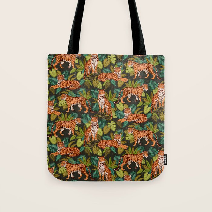 Jungle Cats In Charcoal Tote Bag Gallery Image 1