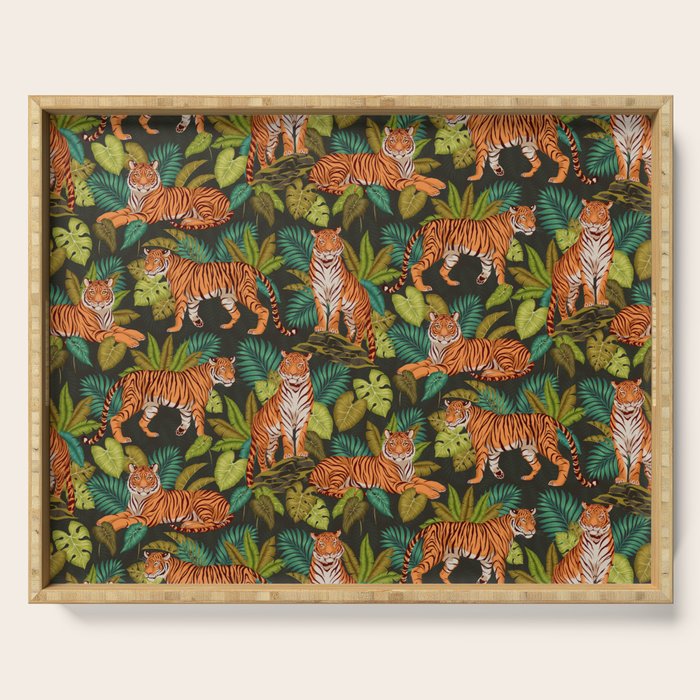 Jungle Cats In Charcoal Serving Tray Gallery Image 1