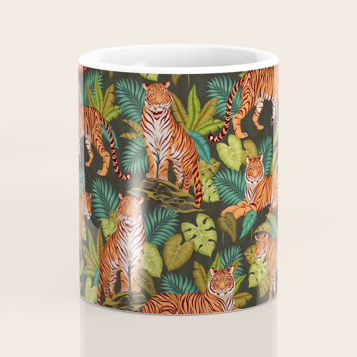 Jungle Cats In Charcoal Coffee Mug Gallery Image 4
