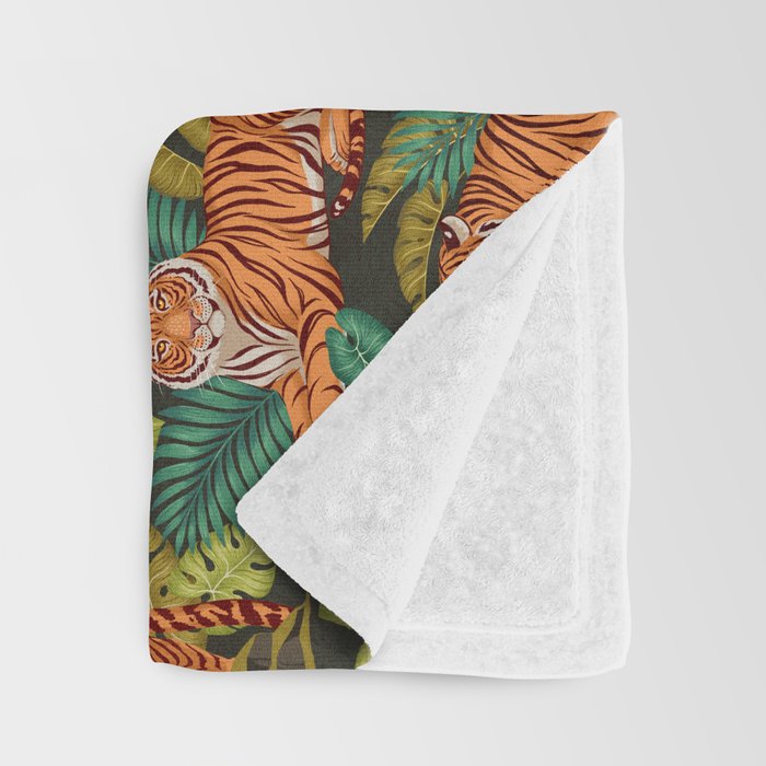 Jungle Cats In Charcoal Throw Blanket Gallery Image 3