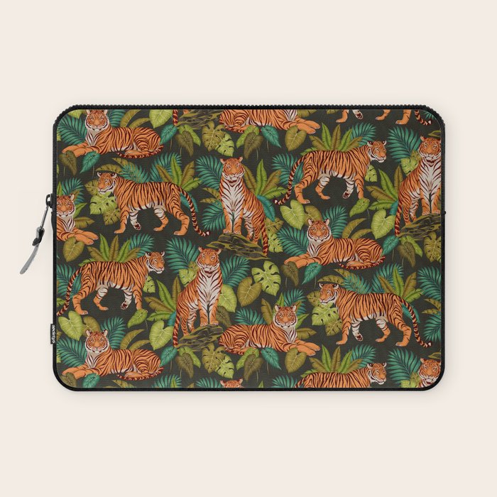 Jungle Cats In Charcoal Laptop Sleeve Gallery Image 1