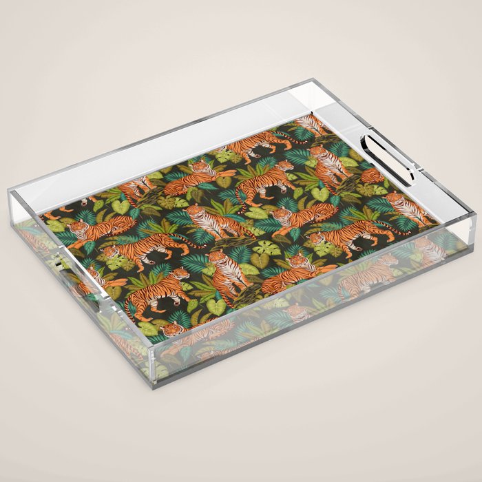 Jungle Cats In Charcoal Acrylic Tray Gallery Image 1