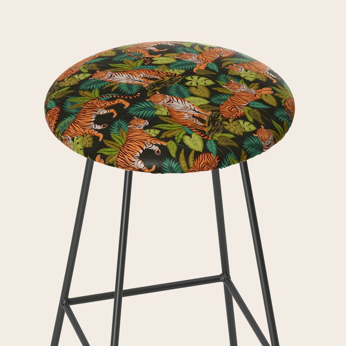Jungle Cats In Charcoal Stool Gallery Image 2