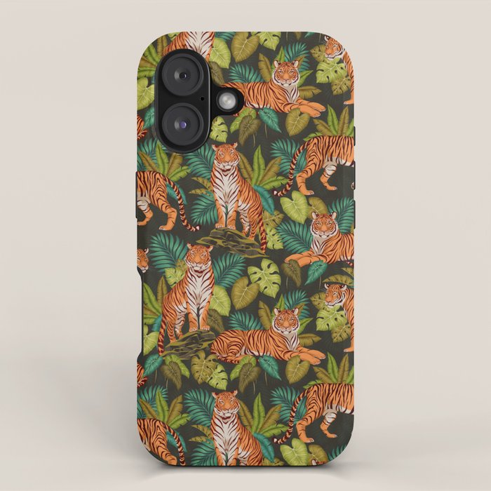 Jungle Cats In Charcoal iPhone Case Gallery Image 1