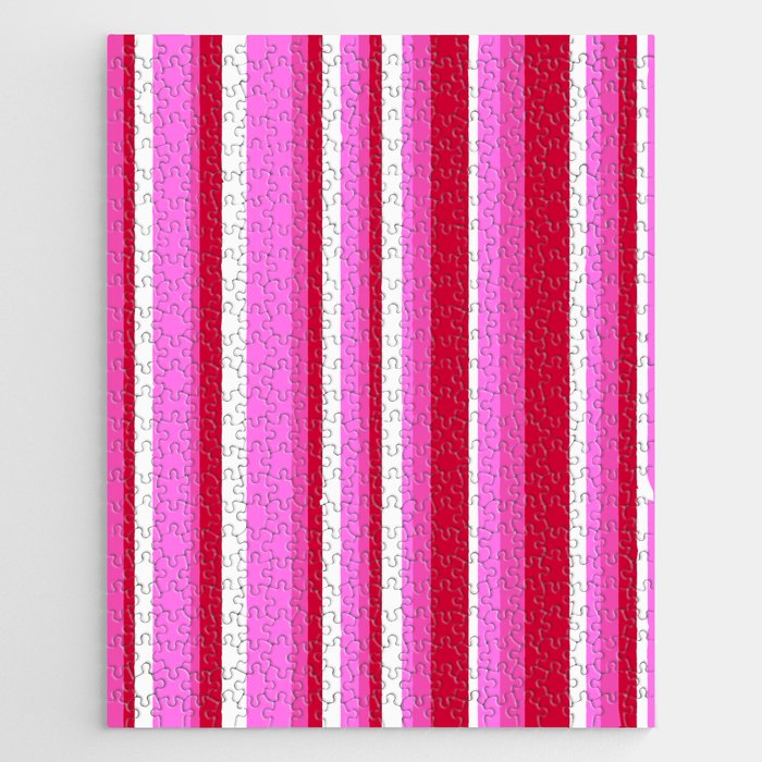 Classic Stripes XVII - Y2K Pink and Red Jigsaw Puzzle Gallery Image 1