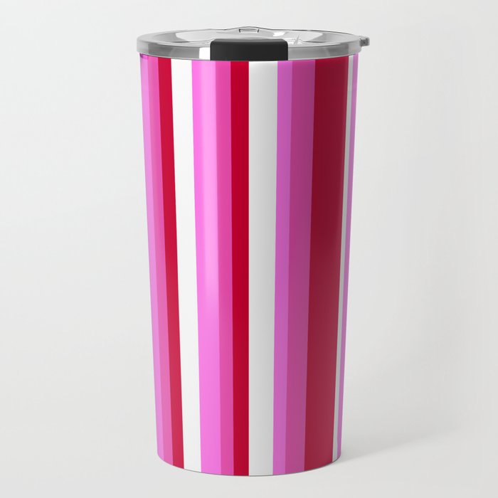 Classic Stripes XVII - Y2K Pink and Red Travel Mug Gallery Image 1