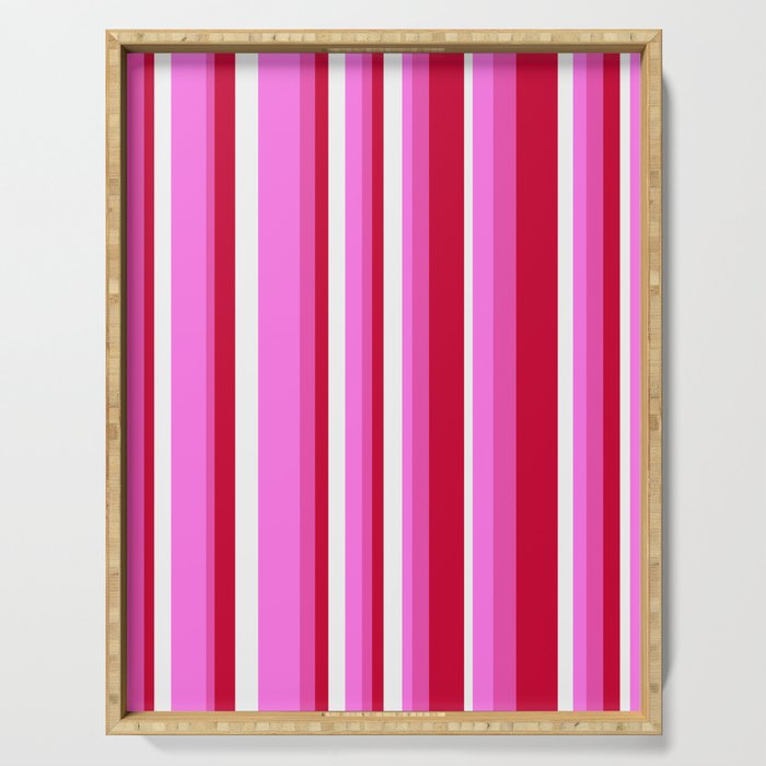Classic Stripes XVII - Y2K Pink and Red Serving Tray Gallery Image 1
