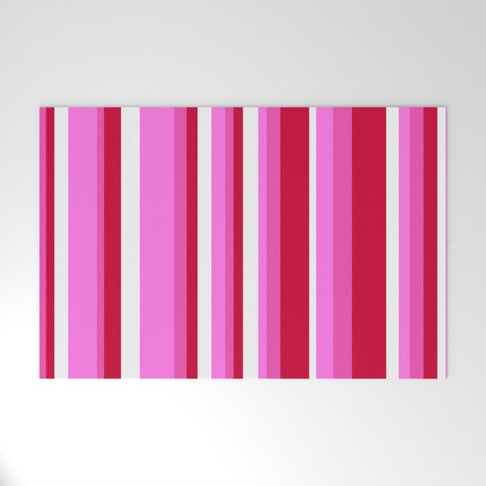 Classic Stripes XVII - Y2K Pink and Red Welcome Mat Gallery Image 1