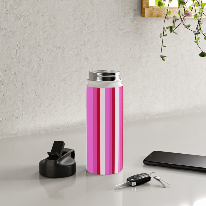 Classic Stripes XVII - Y2K Pink and Red Water Bottle Gallery Image 4