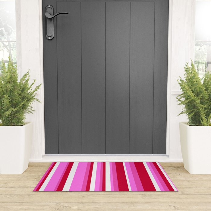 Classic Stripes XVII - Y2K Pink and Red Welcome Mat Gallery Image 3