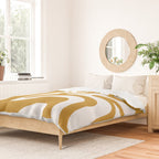 Liquid Swirl Abstract Pattern in Dark Mustard and White Duvet Cover Gallery Image 2