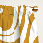 Liquid Swirl Abstract Pattern in Dark Mustard and White Window Curtain Gallery Image 2