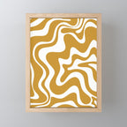 Liquid Swirl Abstract Pattern in Dark Mustard and White Mini Art Print Gallery Image 1