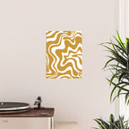 Liquid Swirl Abstract Pattern in Dark Mustard and White Poster Gallery Image 2