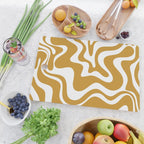 Liquid Swirl Abstract Pattern in Dark Mustard and White Cutting Board Gallery Image 2