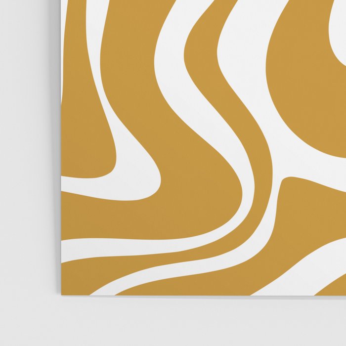 Liquid Swirl Abstract Pattern in Dark Mustard and White Poster Gallery Image 3