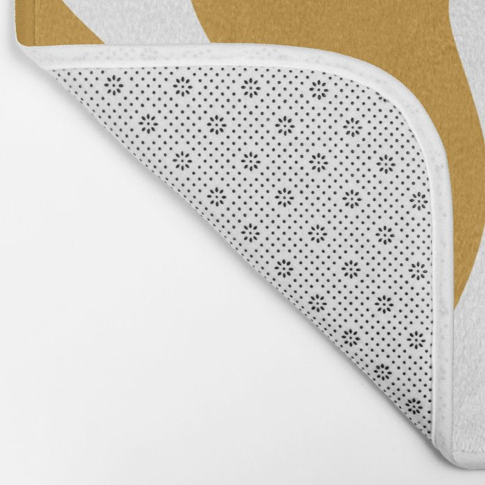 Liquid Swirl Abstract Pattern in Dark Mustard and White Bath Mat Gallery Image 2