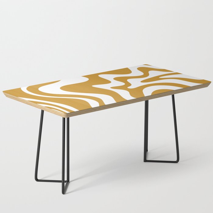 Liquid Swirl Abstract Pattern in Dark Mustard and White Coffee Table Gallery Image 1