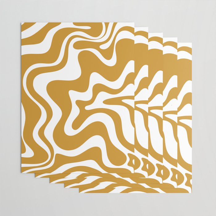 Liquid Swirl Abstract Pattern in Dark Mustard and White Wrapping Paper Gallery Image 3