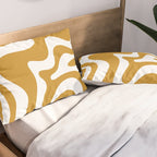Liquid Swirl Abstract Pattern in Dark Mustard and White Pillow Sham Gallery Image 2