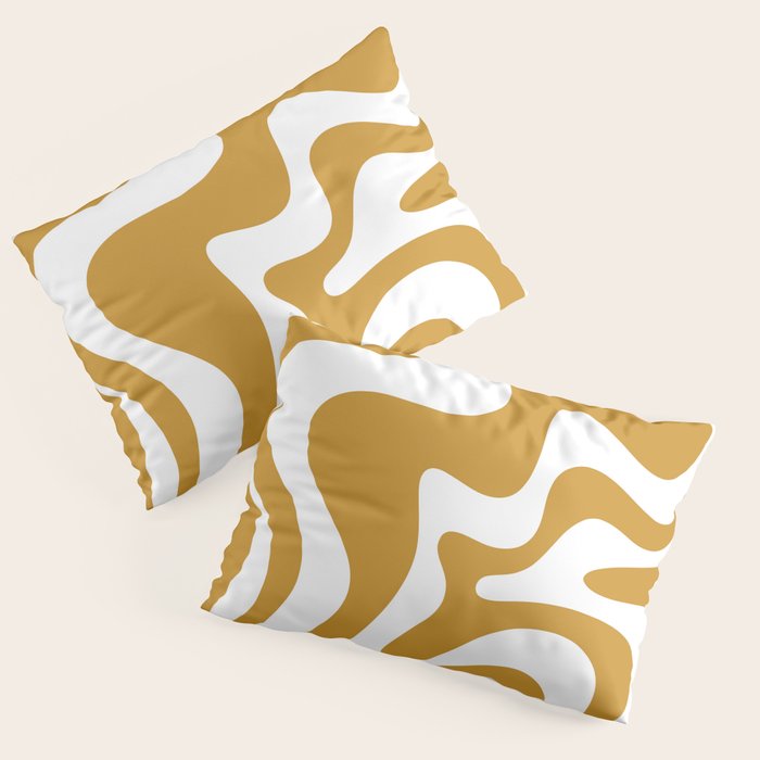 Liquid Swirl Abstract Pattern in Dark Mustard and White Pillow Sham Gallery Image 3