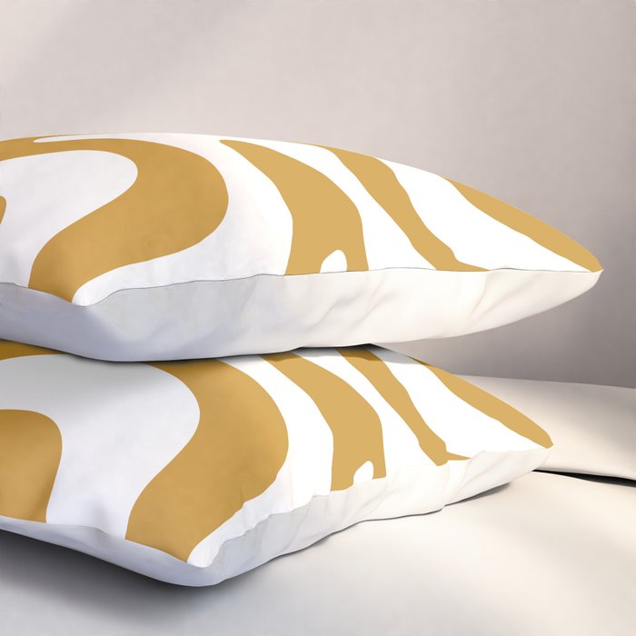 Liquid Swirl Abstract Pattern in Dark Mustard and White Pillow Sham Gallery Image 3
