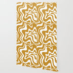 Liquid Swirl Abstract Pattern in Dark Mustard and White Wallpaper Gallery Image 2