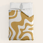 Liquid Swirl Abstract Pattern in Dark Mustard and White Duvet Cover Gallery Image 6