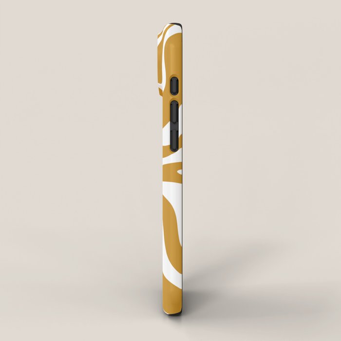 Liquid Swirl Abstract Pattern in Dark Mustard and White iPhone Case Gallery Image 2