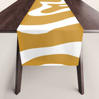 Liquid Swirl Abstract Pattern in Dark Mustard and White Table Runner Gallery Image 1