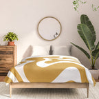 Liquid Swirl Abstract Pattern in Dark Mustard and White Comforter Gallery Image 3