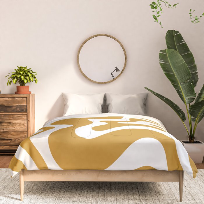 Liquid Swirl Abstract Pattern in Dark Mustard and White Comforter Gallery Image 3