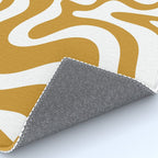 Liquid Swirl Abstract Pattern in Dark Mustard and White Rug Gallery Image 4