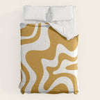 Liquid Swirl Abstract Pattern in Dark Mustard and White Comforter Gallery Image 6