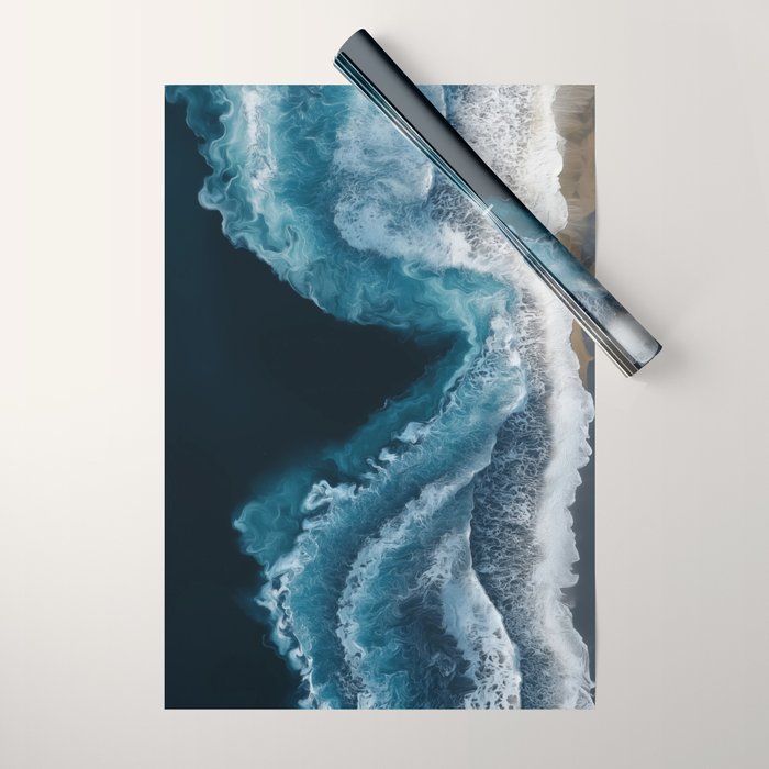 Aerial Ocean Waves - Coastal Wall Art Photography Wrapping Paper Gallery Image 1