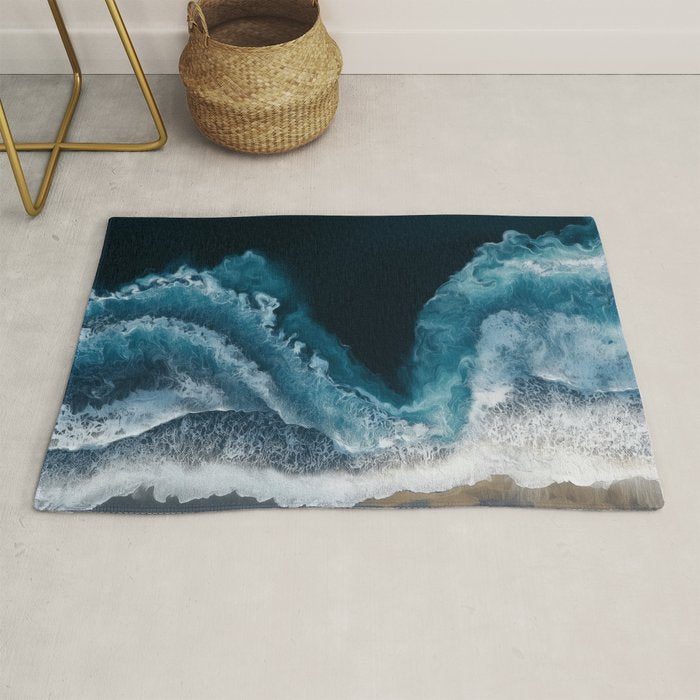Aerial Ocean Waves - Coastal Wall Art Photography Rug Gallery Image 1