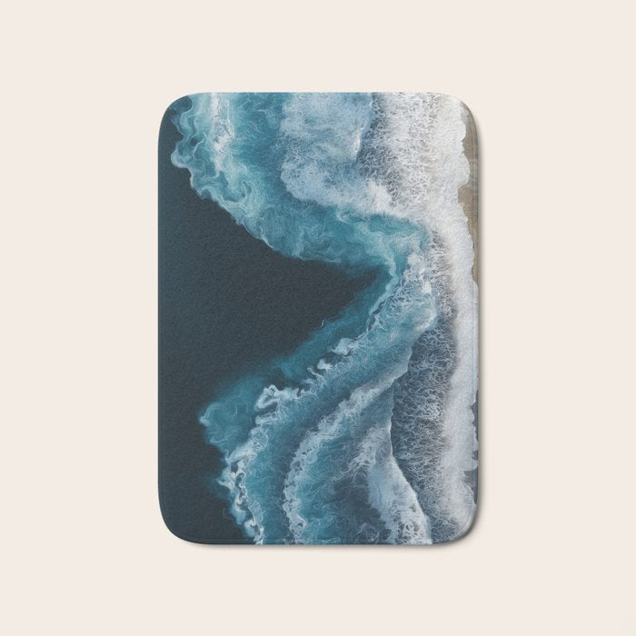Aerial Ocean Waves - Coastal Wall Art Photography Bath Mat Gallery Image 1