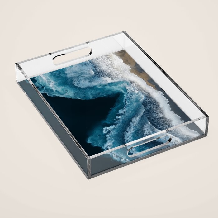 Aerial Ocean Waves - Coastal Wall Art Photography Acrylic Tray Gallery Image 1