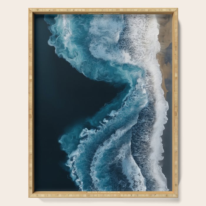 Aerial Ocean Waves - Coastal Wall Art Photography Serving Tray Gallery Image 1