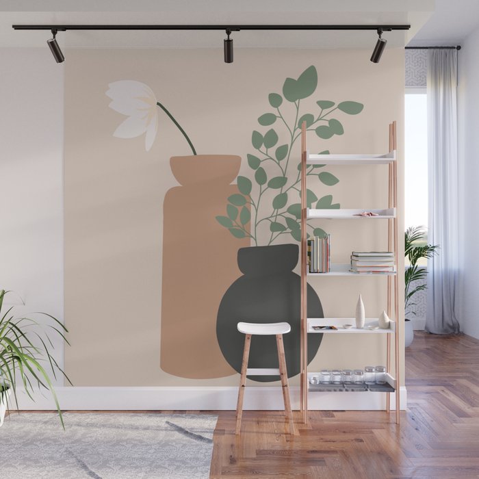 Vase no. 3 with Eucalyptus and Tulip Wall Mural Gallery Image 1