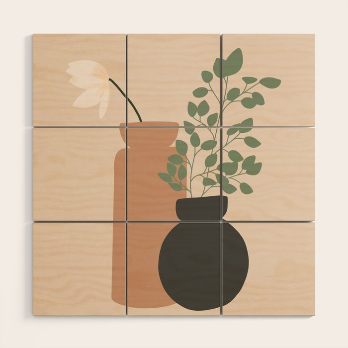 Vase no. 3 with Eucalyptus and Tulip Wood Wall Art Gallery Image 1