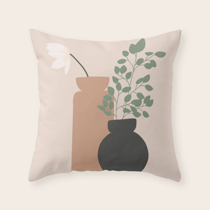 Vase no. 3 with Eucalyptus and Tulip Throw Pillow Gallery Image 6