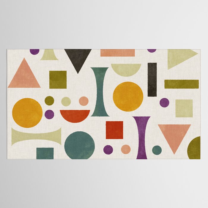 Playful Bauhaus geometric vivid shapes Tablecloth Gallery Image 2