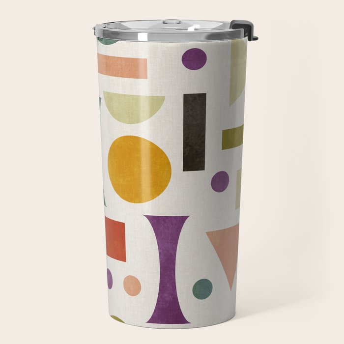 Playful Bauhaus geometric vivid shapes Travel Mug Gallery Image 2