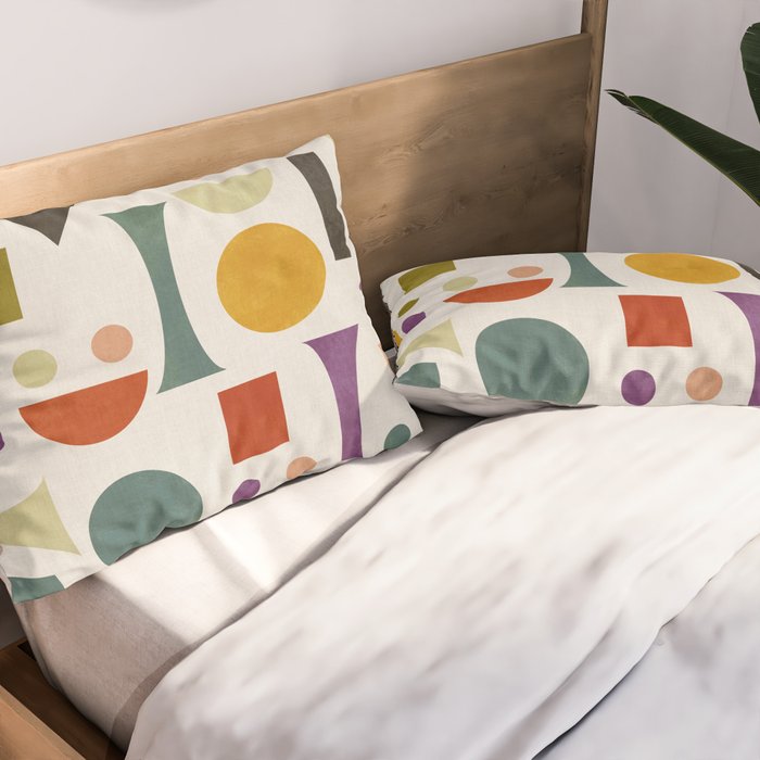 Playful Bauhaus geometric vivid shapes Pillow Sham Gallery Image 2